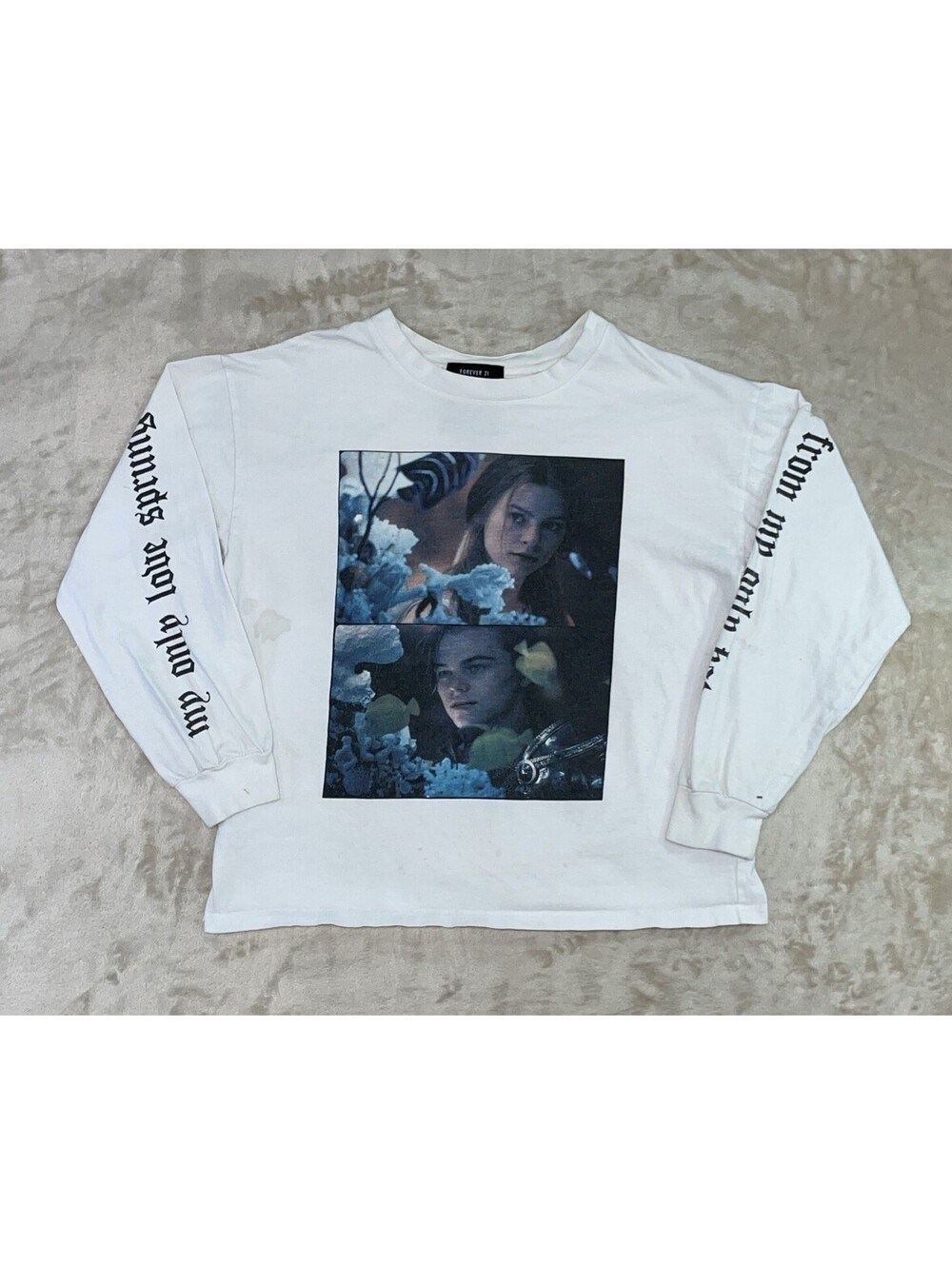 Forever 21 Romeo + Juliet Long Sleeve White Tee Womens Small *FLAWS*